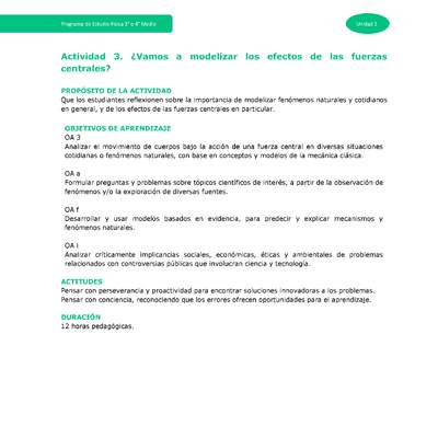 Actividad 3: ¿Vamos a modelizar los efectos de las fuerzas centrales?