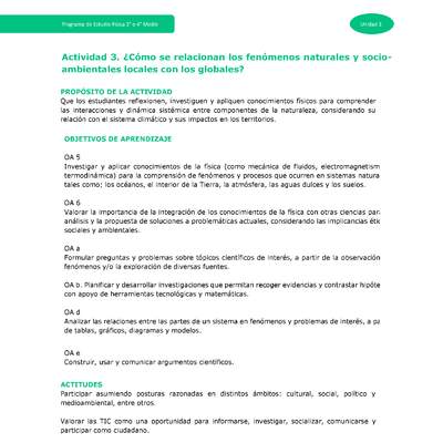 Actividad 3: ¿Cómo se relacionan los fenómenos naturales y socioambientales locales con los globales?