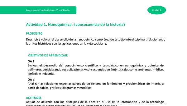 Actividad 1 - Nanoquímica: ¿consecuencia de la historia?