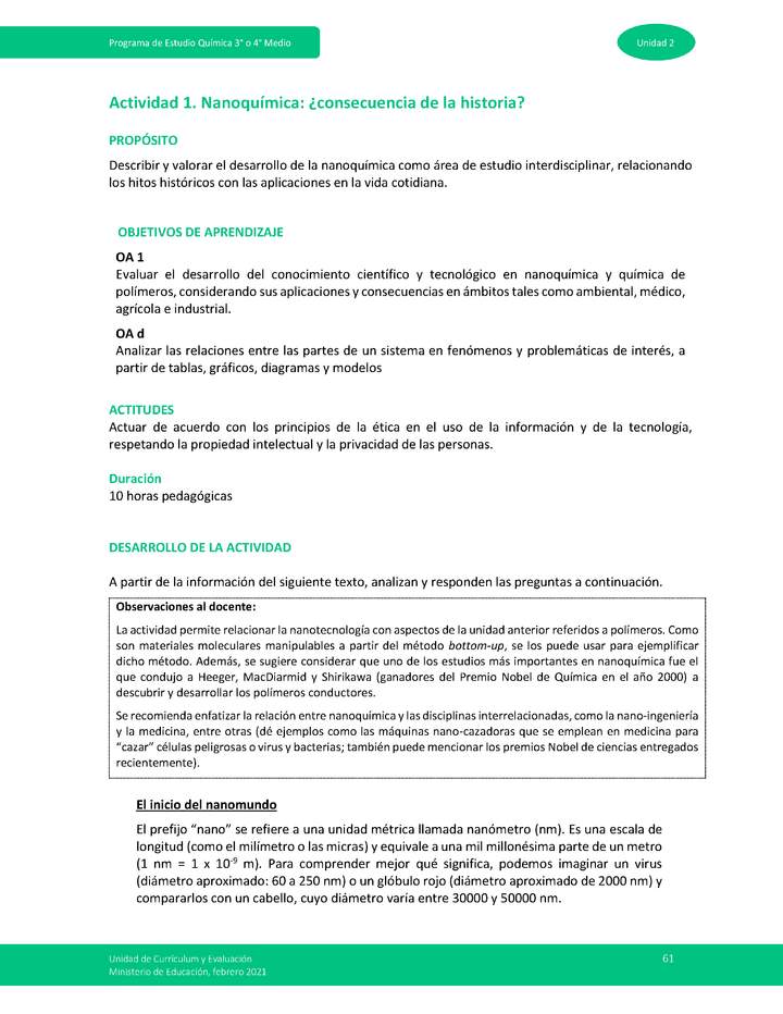 Actividad 1 - Nanoquímica: ¿consecuencia de la historia?