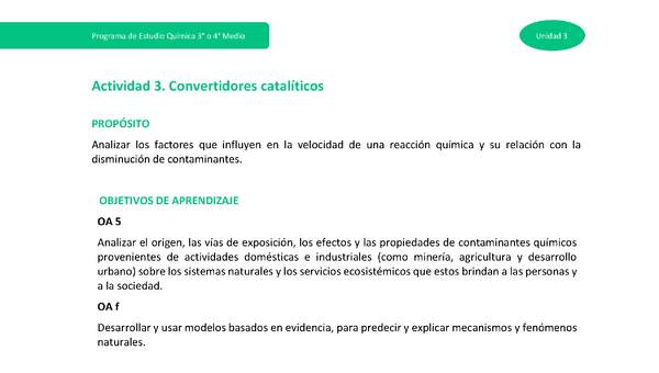 Actividad 3: Convertidores catalíticos