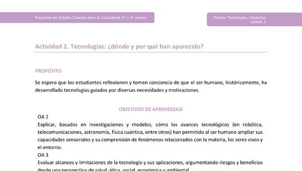 Actividad 2: Tecnologías: ¿dónde y por qué han aparecido?