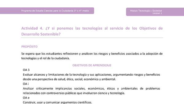 Actividad 4: ¿Y si ponemos las tecnologías al servicio de los Objetivos de Desarrollo Sostenible?