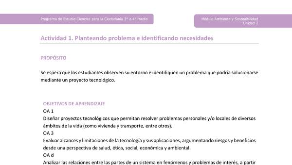 Actividad 1: Planteando problema e identificando necesidades