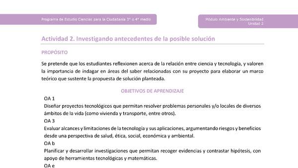 Actividad 2: Investigando antecedentes de la posible solución