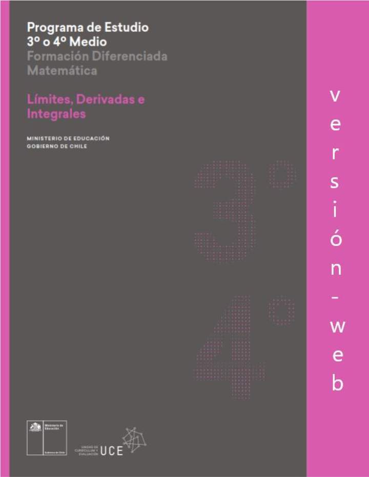 Programa de Límites, derivadas e integrales para 3° o 4° medio Diferenciado HC