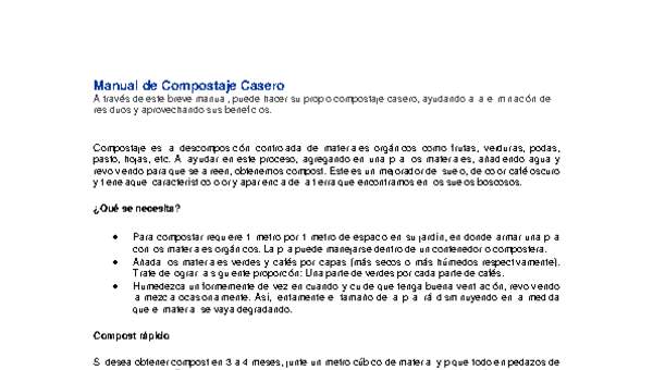 Manual de Compostaje Casero