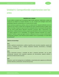 Unidad 4: Compartiendo experiencias con las artes