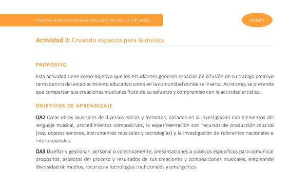 Actividad 3: Creando espacios para la música