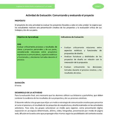 Actividad de evaluación: Comunicando y evaluando el proyecto