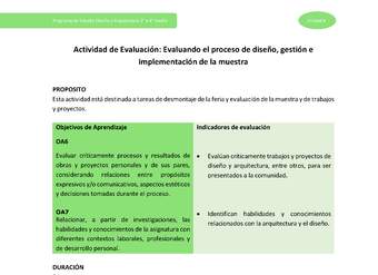 Actividad de evaluación: Evaluando el proceso de diseño, gestión e implementación de la muestra