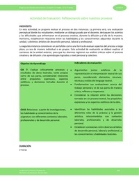 Actividad de evaluación: Reflexionando sobre nuestros procesos