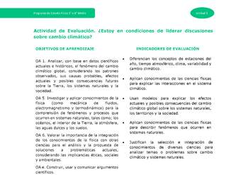 Actividad de evaluación: ¿Estoy en condiciones de liderar discusiones sobre cambio climático?