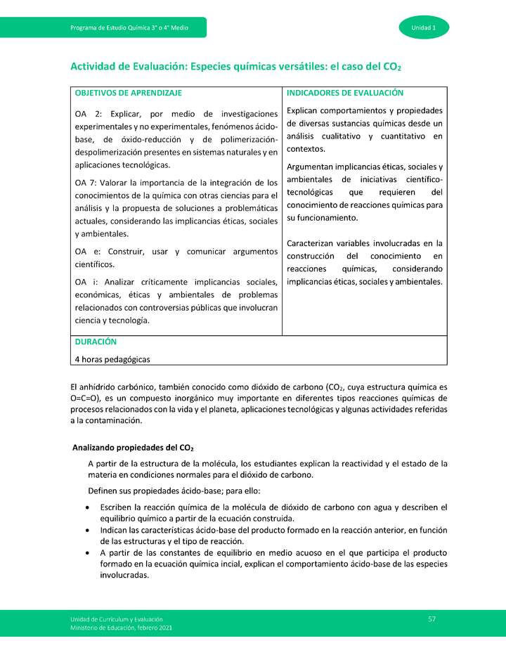 Actividad de evaluación - Especies químicas versátiles: el caso del CO2