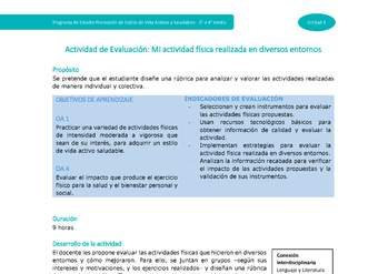 Actividad de evaluación Unidad 3: Mi actividad física realizada en diversos entornos