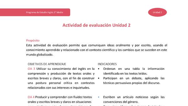 Actividad de evaluación Unidad 2