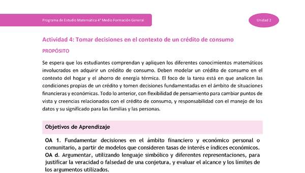 Actividad 4: Tomar decisiones en el contexto de un crédito de consumo