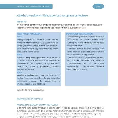 Actividad de evaluación: Elaboración de un programa de gobierno