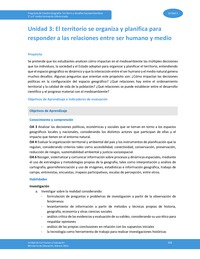 Unidad 3: El territorio se organiza y planifica para responder a las relaciones entre ser humano y medio