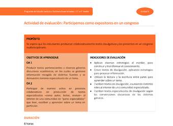 Actividad de evaluación: Participemos como expositores en un Congreso