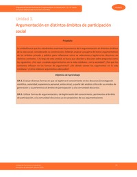 Unidad 1. Argumentación en distintos ámbitos de participación social