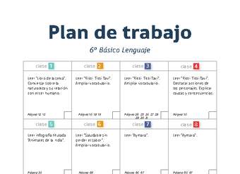 Plan de trabajo Lenguaje 6° básico