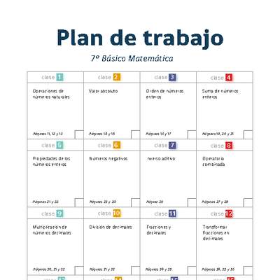 Plan de trabajo Matemática 7° básico