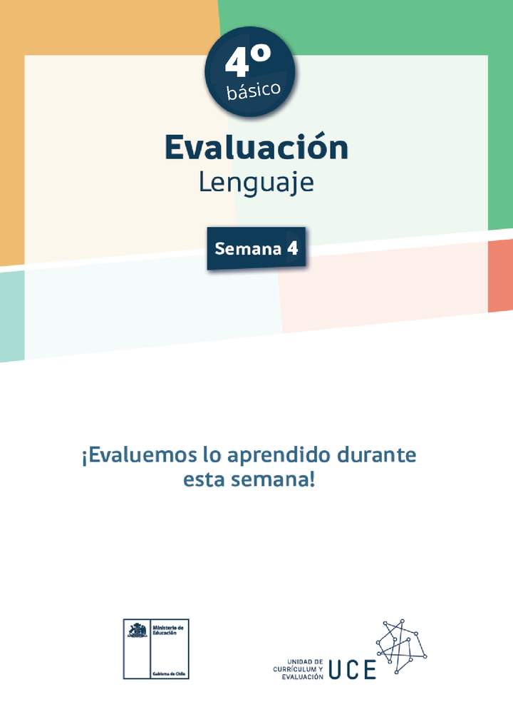 Evaluación 4° básico Lenguaje Semana 4