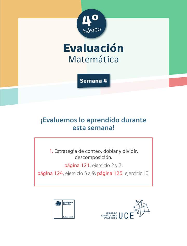 Evaluación 4° básico Matemática Unidad 1 Semana 4