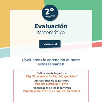 Evaluación 2° medio Matemática Unidad 1 Semana 4