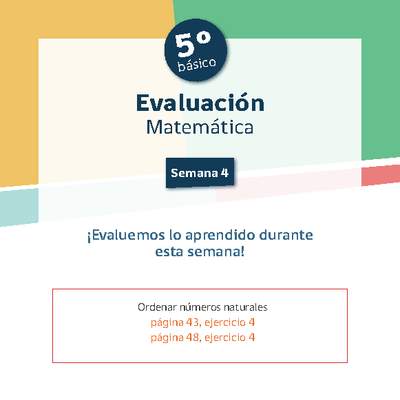 Evaluación Matemática 5º básico Unidad 1 Semana 4