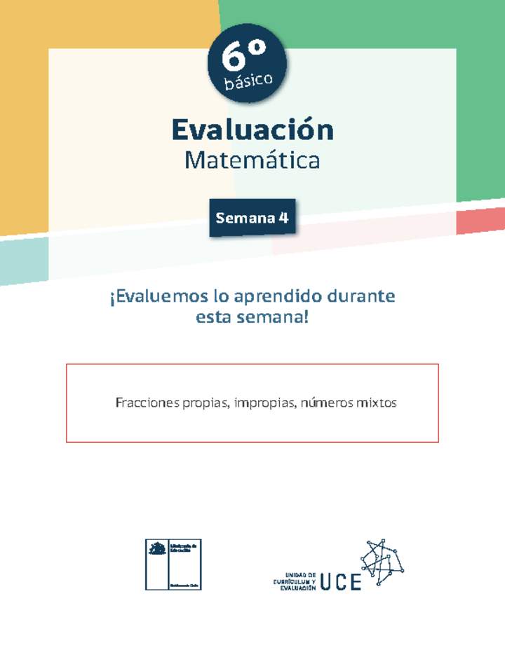 Evaluación Matemática 6º básico Unidad 1 Semana 4