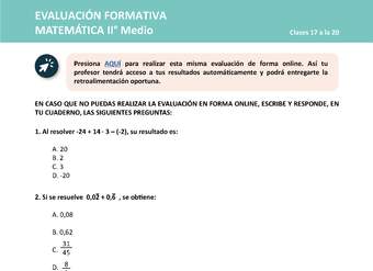 Evaluación Matemática 2° medio Unidad 1 Semana 5