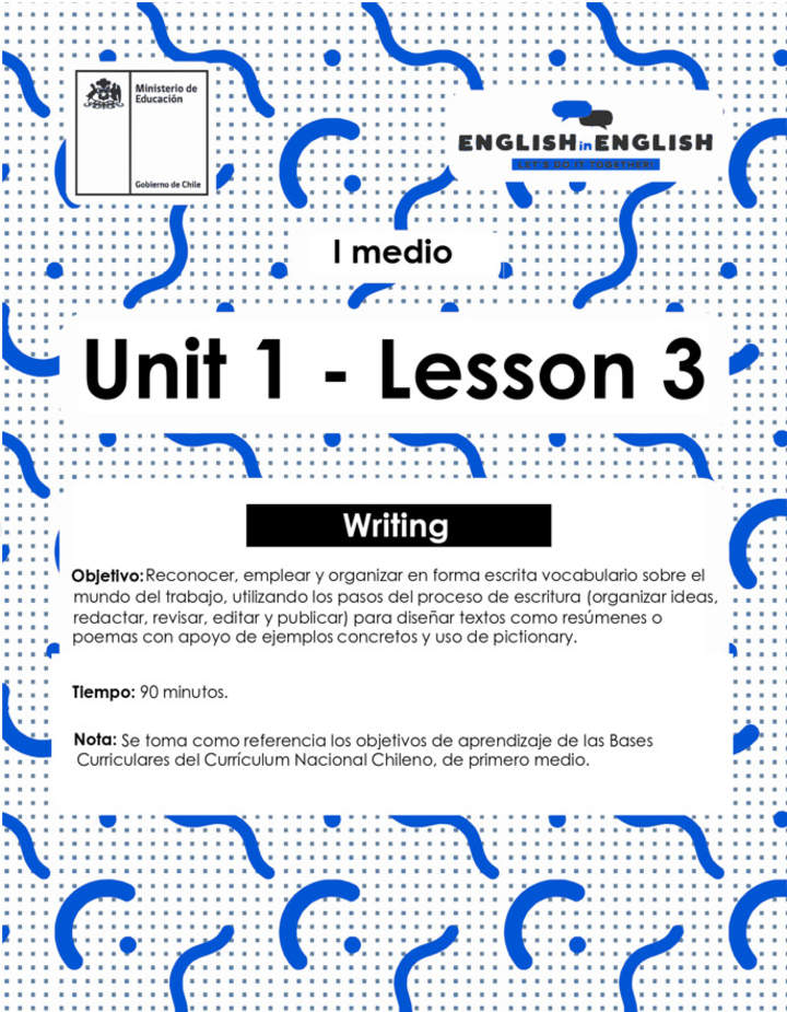 Lesson 3 Inglés 1º medio