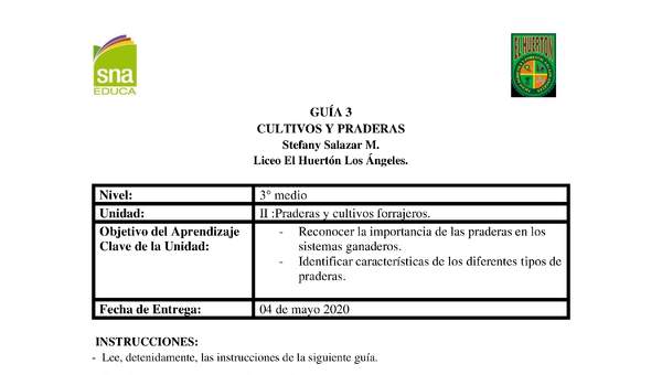 Guía 3: Cultivo y pradera