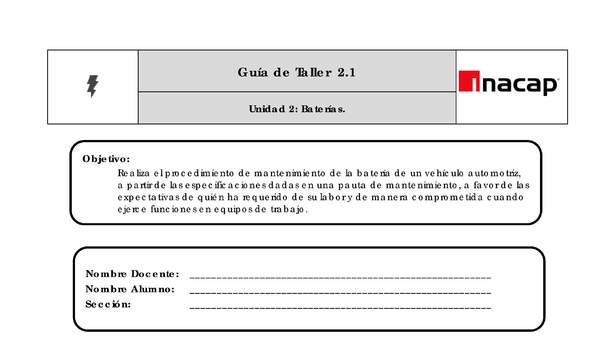 Guía Taller 2.1 Mantenimiento de las baterías