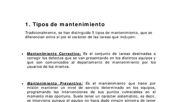 Mantenimiento de herramientas - Tipos de mantenimiento