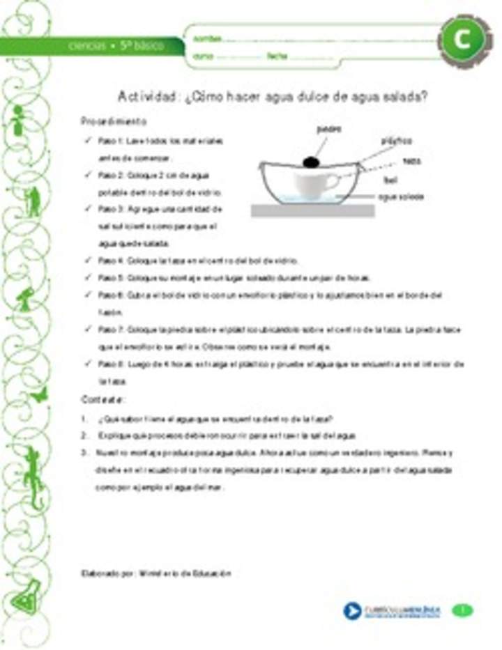 Como hacer agua dulce de agua salada