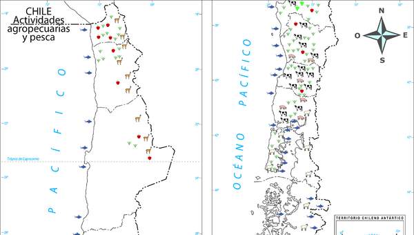 Mapa actividad agropecuaria y pesca a color