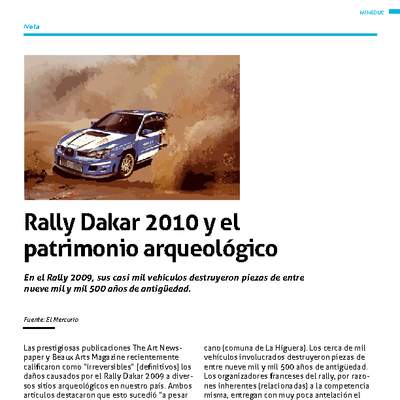 Impacto patrimonial Rally Dakar