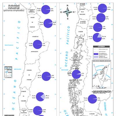 Mapa actividad industrial Chile color