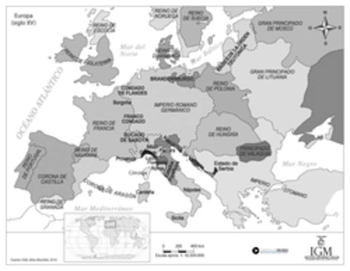 Mapa Europa en el siglo XV