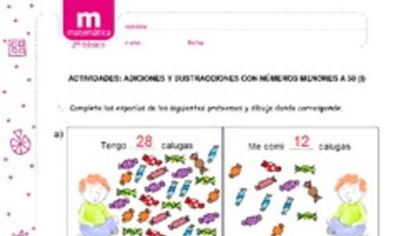 Adiciones y sustracciones con números menores a 50 (I)