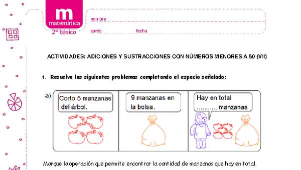 Adiciones y sustracciones con números menores a 50 (VII)