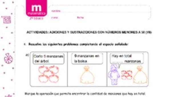 Adiciones y sustracciones con números menores a 50 (VII)