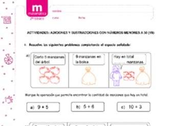 Adiciones y sustracciones con números menores a 50 (VII)