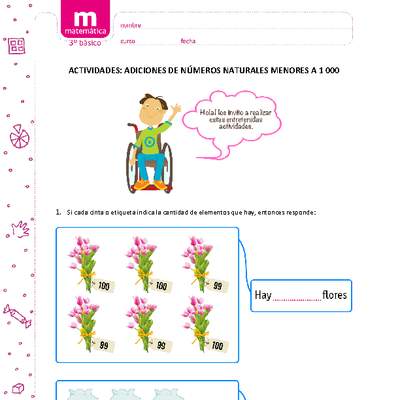 Adiciones de números naturales menores a 1000