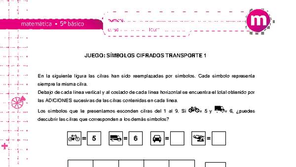 Juego: símbolos cifrados transporte 1