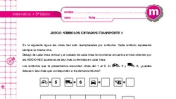 Juego: símbolos cifrados transporte 1