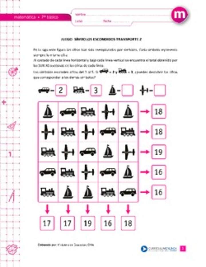 Juego: símbolos escondidos transporte 2